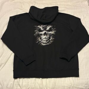 Black Skull Graphic Hoodie - Men's Pullover Sweatshirt